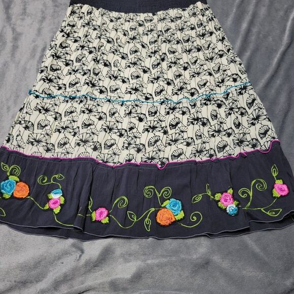 New Krista Lee Mini Womens Medium Dress Black Boho Tiered Sleeveless Embroidered - Picture 10 of 12